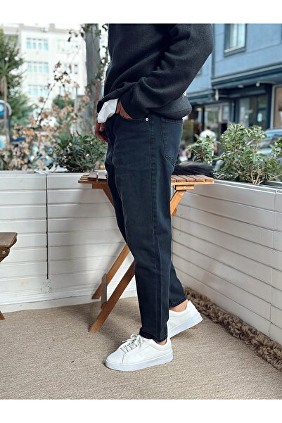 manch collection بنطلون جينز رجالي أسود قابل للغسل