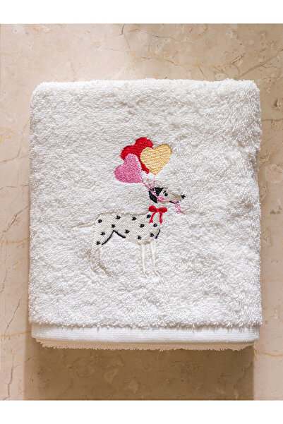 LC Waikiki Ecru Floral Embroidered Cotton Face Towel 50X80 cm