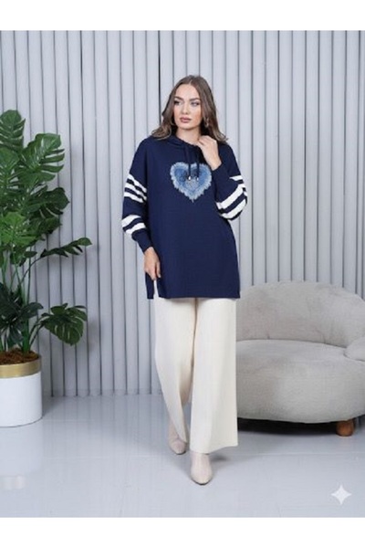 melita Women's Knitwear Hooded Tunic with Pants Knitted Bottom Top Set New Season