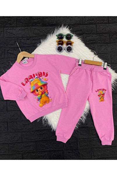 ARBİ kids Girl's Labubu Two-Thread Combed Cotton Fabric Suit Full Mold
