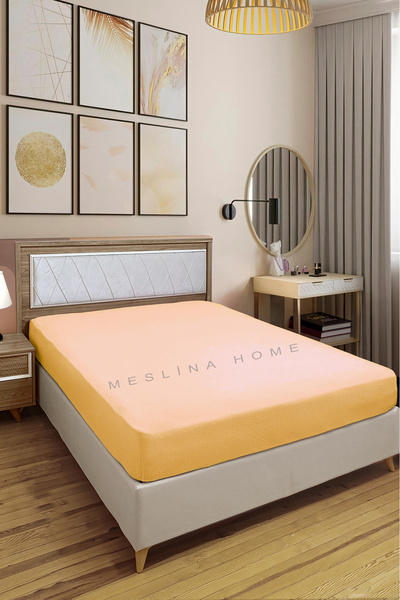 Meslina Home Combed Cotton Fitted Sheet 100% Cotton Sheet Combed Cotton Single Double-King Size