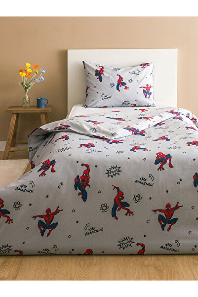 LC Waikiki Gray Spider-Man Printed Children's Duvet Cover Set