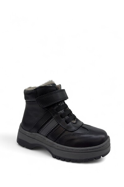 Tekiner Hakiki Deri Gerçek Kürklü Unisex Çocuk 3 Çizgi Bot