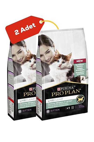 Pro Plan LiveClear Alerjen Azaltan Hindili Yavru Kedi Maması 2'li Paket (1,4k...