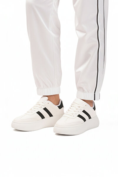 AYAKMOD Tenis unisex cu șireturi, alb, negru, cu talpă înaltă DVS-01 Z