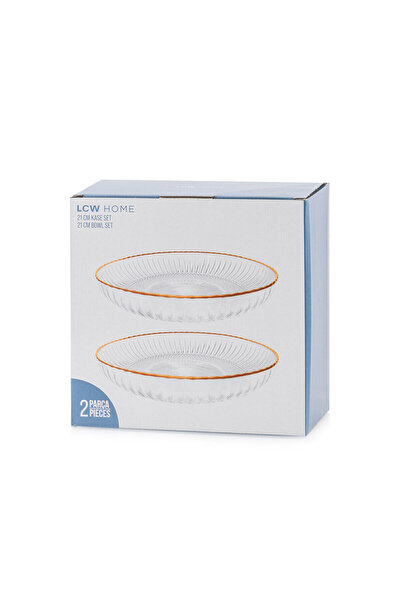 LC Waikiki Sari Desenli Cam Kase Seti 2'li 21 cm