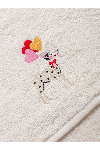 LC Waikiki Ecru Floral Embroidered Cotton Face Towel 50X80 cm