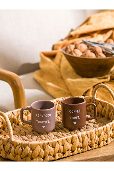 LC Waikiki Mixed Text Printed Ceramic Mug Set of 2