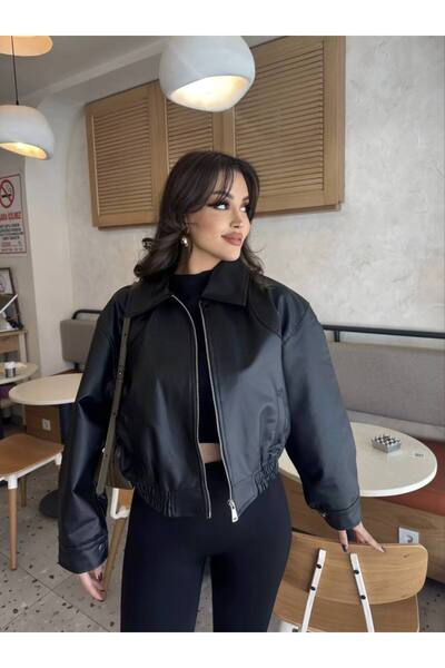 ELBA STİL Leather Bomber Leather Jacket