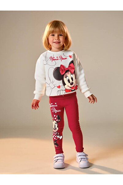 anonim Girl's Cotton Red Minnie Themed Set - Bow T-Shirt and Leggings