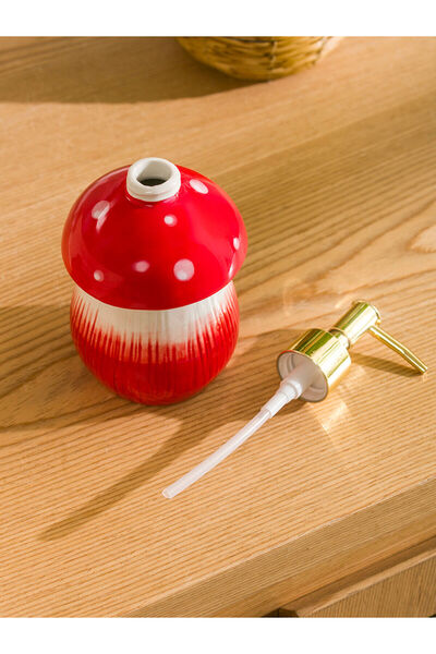LC Waikiki Ceramic Liquid Soap Dispenser with Red Mushroom Figure