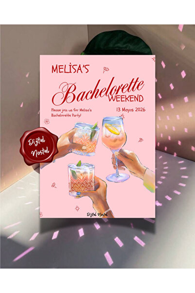 Dijital Nostal 10 Adet Bekarlığa Veda Kartı I Bride To Be Kartı Etkinlik Kart...