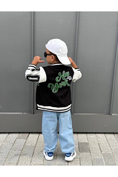 anonim Boy's Newyork Embroidered College Jacket Set
