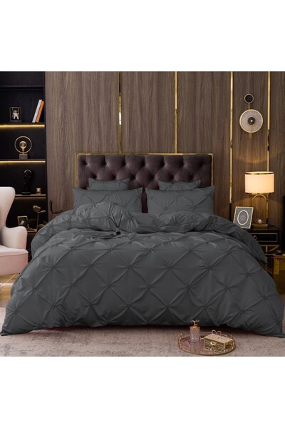 Luofanfei Set Bedding, 200 x 220 cm, + Set 2 Pillowcases 80 x 80 cm, Gray