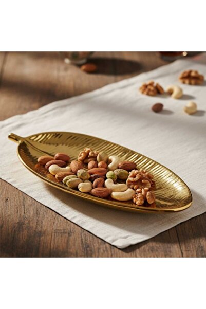 GIFT 6 قطع صحن ذهبي بشكل ورق شجر