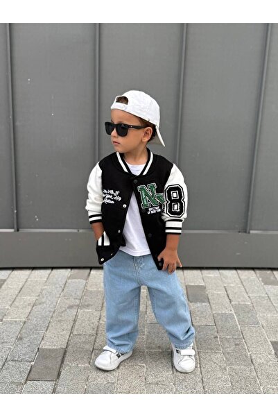 anonim Boy's Newyork Embroidered College Jacket Set