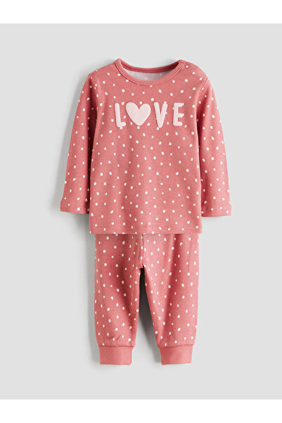 LC Waikiki Pembe Bisiklet Yaka Kız Bebek Pijama Takımı