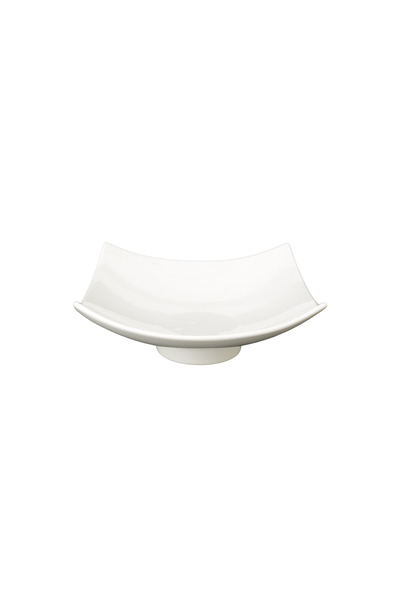 SQUALO Squalo - Elegant Square Porcelain Serving Dish with Curved Edges, White - 9.5x25.5x25.5 cm