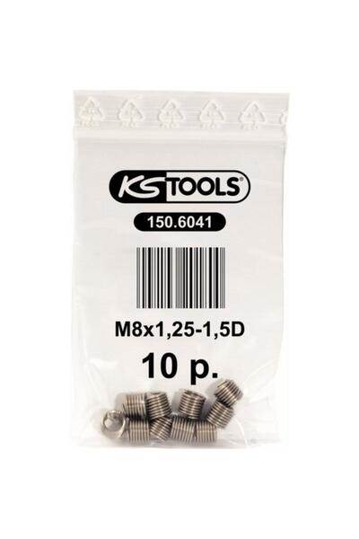 KS Tools Set de 10 inserții filetante KS150.6041, filet M8x1.25, lungime 10.8 mm