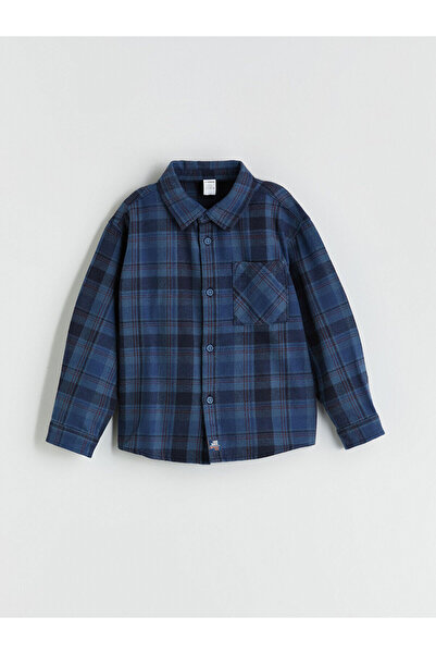 LC Waikiki Lacivert Ekose Uzun Kollu Erkek Çocuk Gömlek