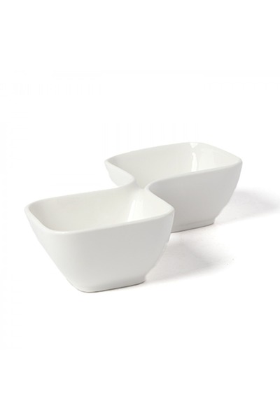 SQUALO Squalo - Elegant 2-Compartment Square Porcelain Serving Dish with Contemporary Design - White 6.5x30.5x13.8 cm