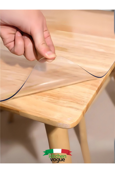 Kitchen Vogue Şeffaf Kalın Masa Örtüsü Premium Kalite PVC Pratik Çok Amaçlı Masa Koruyucusu