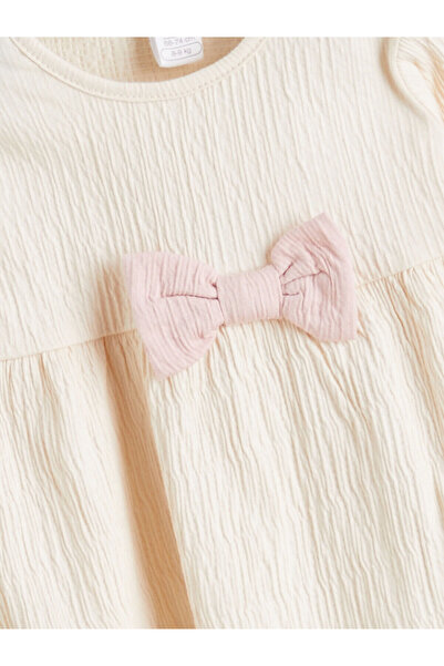 LC Waikiki Peak New Season Crew Neck Bow Detail Baby Girl Blouse and Pants