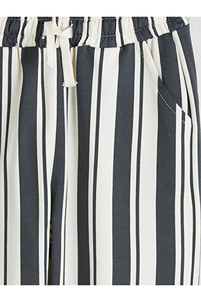 LC Waikiki Anthracite Elastic Waist Striped Boys' Trousers