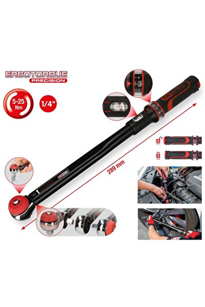 KS Tools Cheie dinamometrică cu clichet 1/4" ERGOTORQUE® Precision, 5-25 Nm, ...