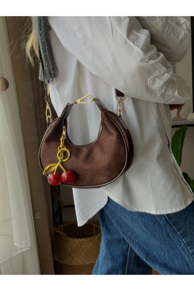 mèche atelier since 2024 Valeria Kiraz Charm Жіноча сумочка з замші з подарунком, гіркий кави