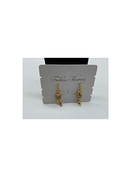 CHIC Drop Beige Gold Chained Dangle Polymer Clay Earrings