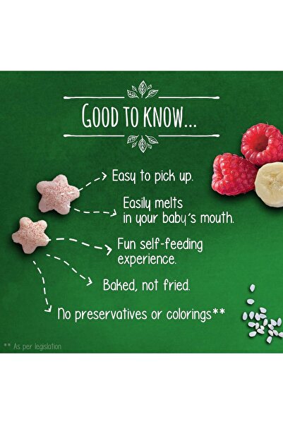 GERBER Organic Nutripuffs Raspberry & Banana, Baby Food, Tin, 35g