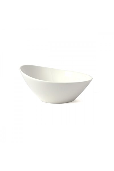 SQUALO Squalo - Elegant Round Serving Dish (Porcelain) with Sloped Edges, White - 11.5x24.6x24.6 cm
