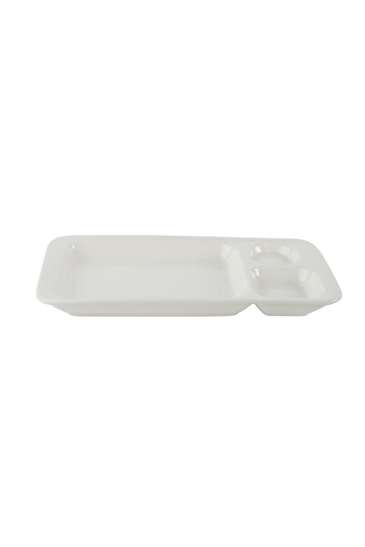 SQUALO Squalo - Rectangular Divided Serving Dish (Porcelain) with an Elegant and Modern Design - White 3x28x14 cm
