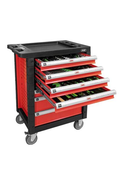 JBM 7-drawer tool trolley, equipped with 172 tools, red color - 53686