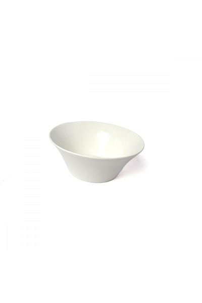 SQUALO Squalo - Elegant Round Serving Dish (Porcelain) with Sloped Edges, White - 8x20.2x20.2 cm