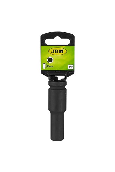 JBM Long impact socket wrench 12063, hex profile, 1/2 inch square drive, opens