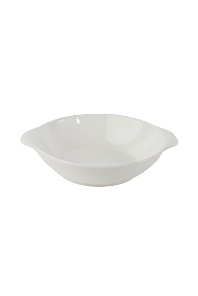 SQUALO Squalo - Round Serving Dish (Porcelain) with Elegant Handle in Contemporary Design - White 4x17.6x15 cm