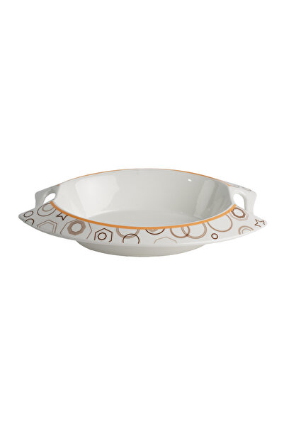 SQUALO Squalo - Oval Serving Platter (Porcelain) with Elegant Engravings in a Contemporary Design - White 6.5x31.5x22 cm