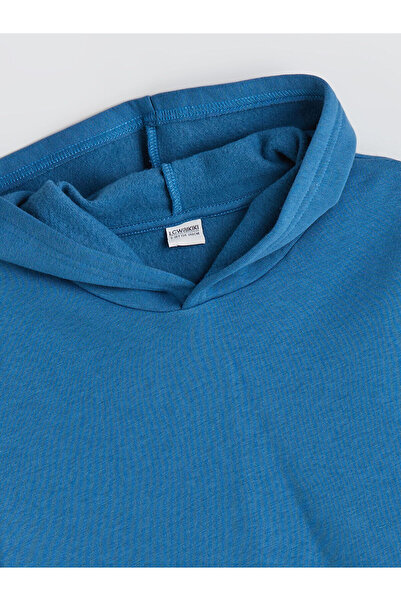LC Waikiki Mavi Kapüşonlu Erkek Çocuk Sweatshirt