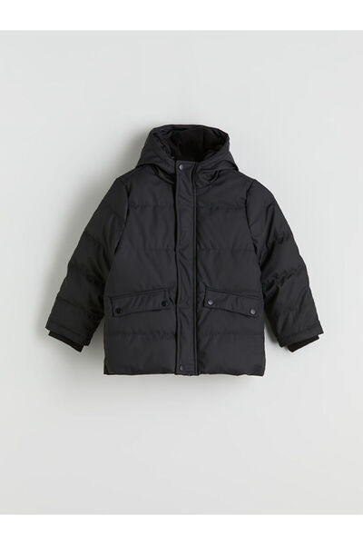 LC Waikiki Palton puf negru pentru băiat cu glugă