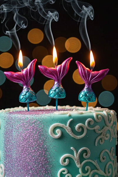 Baloncu Nene Deniz Kızı Temalı Pasta Mumu Doğum Günü Pasta Mumu Yaş Doğum Günü Mumu