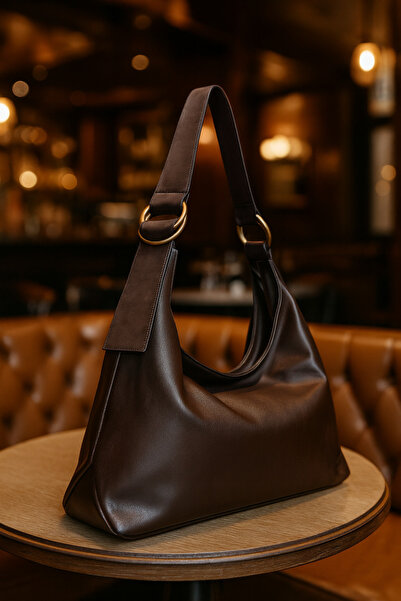 ESTUTE Lüks Suet Askılı Deri Salaş Omuz Çantas