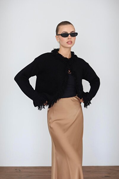 Jeevee Cardigan tricotat cu detaliu cu ciucuri