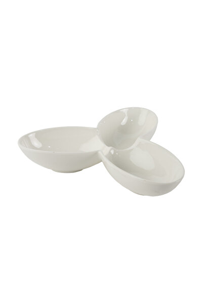 SQUALO Squalo - Serving Dish (Porcelain) 3 Sections Rose Shaped Contemporary Design - White 6.5x31x31 cm