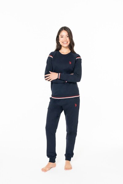 U.S. Polo Assn. 20118 Set de pijamale pentru femei, albastru bleumarin, cu gâ...