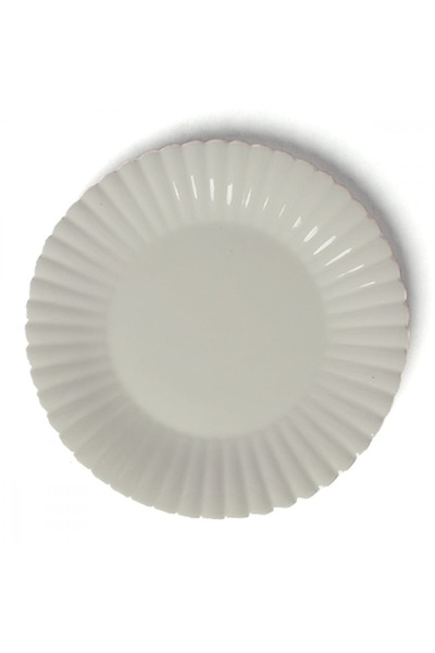 SQUALO Squalo - Round Serving Dish (Porcelain) Grooved in an Elegant and Modern Style, White - 2.5x20x20 cm