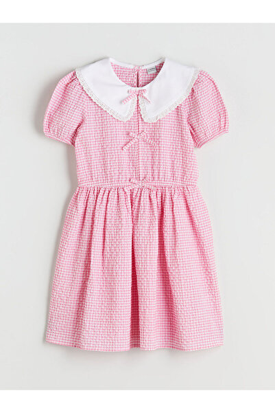 LC Waikiki Bebe Yaka Ekose Desenli Kız Çocuk Elbise