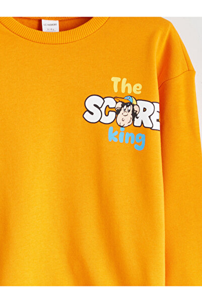 LC Waikiki Crew Neck Nostalgic Monkey Printed Boys' Sweatshirt