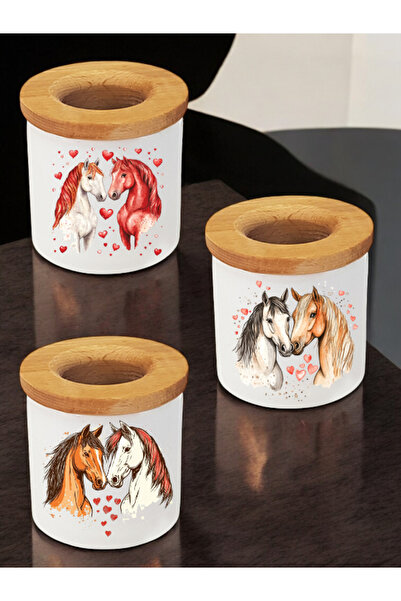 lili hediyelik Suport pentru stilouri cu 3 compartimente cu imprimeu de cal -...